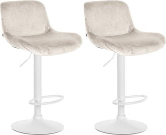 Clp Lote De 2 Taburetes De Bar Solon Blanco Crema Terciopelo