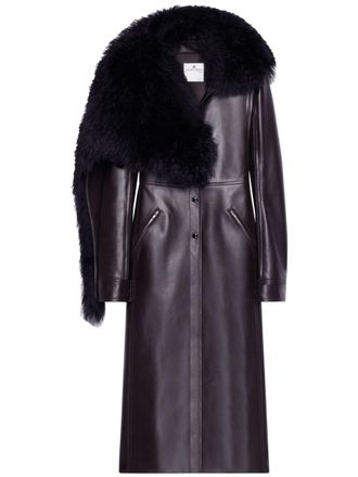 Courr&egrave;ges Cappotto con collo in shearling - Marrone