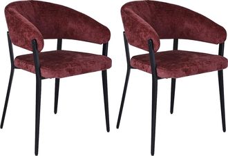 Vente-Unique Conjunto de 2 sillas con reposabrazos en tela texturizada y metal negro - Burdeos - AVRELA