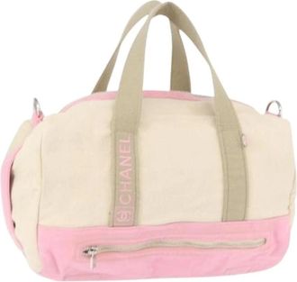 Chanel Pre-owned Weekend Bags, female, Pink, Size: ONE SIZE Pre-owned Vintage Canvas Weekend Bag