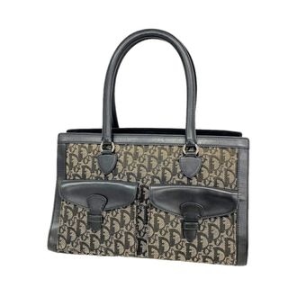 Dior Beige Black Canvas Tote Bag (Pre-Owned)
