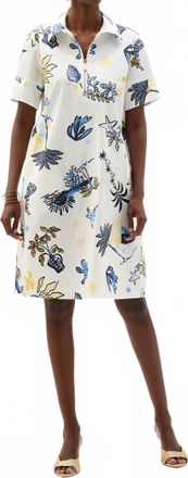 Joseph Ribkoff Tropical Print A-Line Shirt Dress In Vanilla/multi