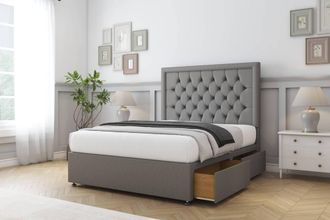 Sloomy Montana Dumfries Divan Set 2 Drawers-54 Headboard in Light Grey | Size: Double