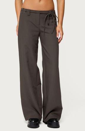 Edikted Raphael Tie Waist Wide Leg Pants in Gray at Nordstrom, Size X-Small