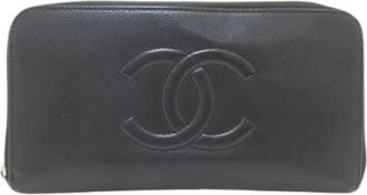 Chanel Pre-owned Lange Portemonnee (bi-fold) - Dames - Vintage Accessoires - Zwart - ONE Size - Leer - Vintage