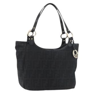 Fendi Pre-owned Shoulder Bags, female, Black, Size: ONE SIZE Pre-owned Zucca Canvas Tote