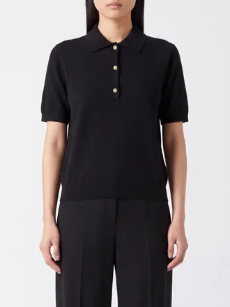 Max Mara S Max Mara Polo in maglia in misto cotone, seta e cashmere con maniche corte