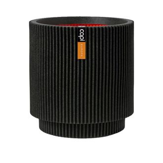 Capi Europe Maceta Cil&iacute;ndrica Groove Nl - Pl&aacute;stico - Negro - 36 X 38 Cm - Capi Europe