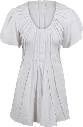 Jovonna London Mini-jurk met volumineuze mouwen en zichtbare paneelinzetstukken - Dames - Blouses - Wit - M - Leer - Overhemden