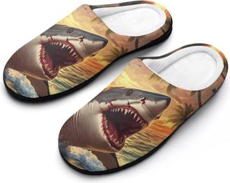 Generic Big Shark Beach Womens Slippers Warm House Slippers Indoor House Shoes with Anti-Skid Rubber Sole