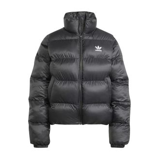 adidas Jassen, Dames, Zwart, S, Polyester, Korte Pufferjas Zwart Stijlvol Functioneel