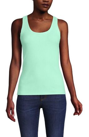 Lands End Pointelle Rib UNeck Tank in Frosted Mint at Nordstrom, Size X-Large