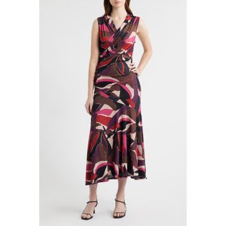 Rails Vanya Abstract Print Faux Wrap Midi Dress in Paradise at Nordstrom, Size Xx-Small