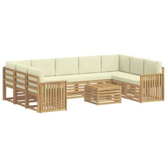 vidaXL Conjunto De Sof&aacute;s De Exterior 10 Uds. Blanco Y Crema Poli&eacute;ster Vidaxl