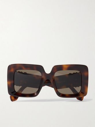 Loewe Occhiali Da Sole Oversize In Acetato Tartarugato Con Montatura Quadrata Anagram - Marrone