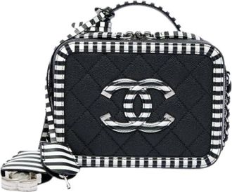 Chanel Pre-owned Filigree Vanity Bag - Dames - Vintage Schoudertas - Zwart - ONE Size - Leer - Vintage