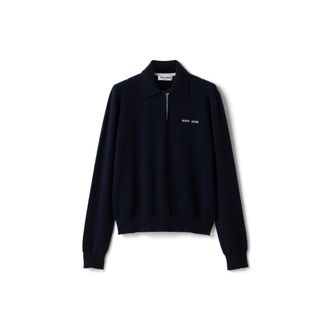 Miu Miu Cashmere Polo Sweater, Woman, Navy, Size 44
