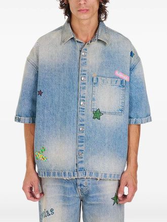 Nahmias denim bandaid shirt - men - Cotton - M - Blue