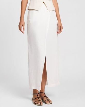 Onia Linen Utility Wrap Maxi Skirt in Natural at Nordstrom, Size 10