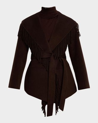 SIMKHAI Rowen Fringe Wool Jacket