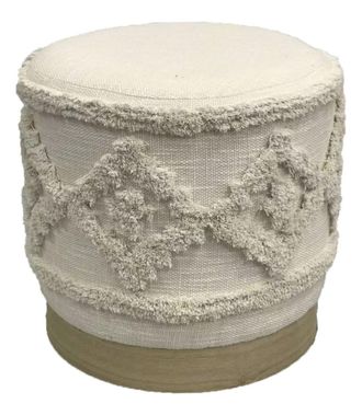 Mauro Ferretti Puff redondo de tela beige cm 40x40