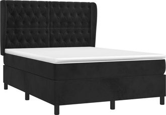 vidaXL Cama Box Spring Con Colch&oacute;n Terciopelo Negro 140x200 Cm Vidaxl