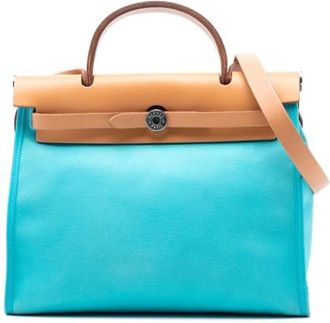 Herm&egrave;s Pre-owned Handbags, female, Blue, Size: ONE SIZE Pre-owned Canvas Shoulder Bag