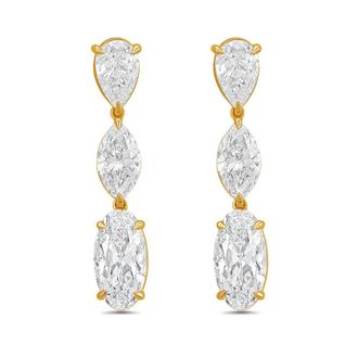 Diana M. Jewels 14kt Yellow Gold 13cts Lab Grown Multi-shaped diamond Drop Earrings