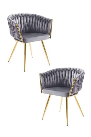 Regalos Miguel Packs Sillas Comedor - Pack 2 Sillas Widny Golden Terciopelo - Gris Oscuro