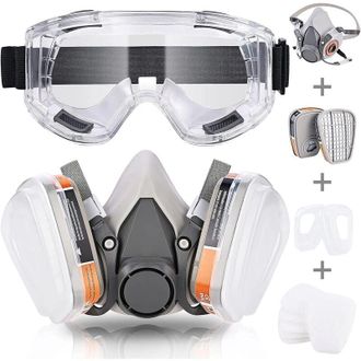 OEM Nazalus - M&aacute;s Vendido - Mascarilla Protectora Respiratoria Reutilizable, A Prueba De Polvo Con Filtros, Gafas Para Pintar, Quitar El Polvo, Lijar, Sol
