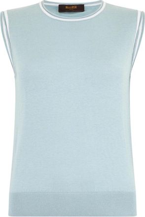 Moorer Mouwloze trui - Dames - Ronde hals truien - Blauw - XS - Katoen - Truien & Vesten