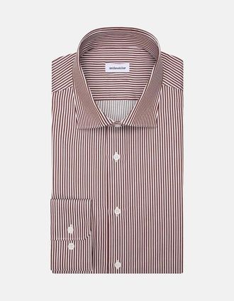 Seidensticker Seidensticker Mens Regular Fit Easy Iron New Kent Striped Business Shirt Burgundy - Size: Regular/36