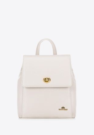 Wittchen Dames Leren Rugzak met Rechthoekige Klep, Cr&egrave;me, Natuurlijk Leer