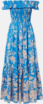 Poupette St Barth Suzanne shirred cotton muslin maxi dress