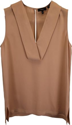 Theory Salvatill Sleeveless Tank Top in Beige Silk