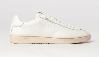Sun 68 Low-Top Leather Sneakers with Padded Ankle and Embossed Logo