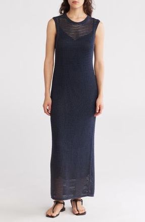 Theory Open Stitch Linen Blend Tank Sweater Dress in Nocturne Way at Nordstrom Rack, Size Medium