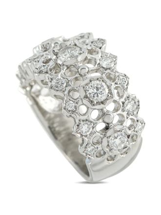 Luxury Bazaar Anello Honeycomb in platino con diamanti - Argento