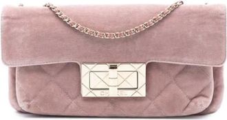 Chanel Pre-owned Shoulder Bags, female, Pink, Size: ONE SIZE Pre-owned Velvet Shoulder Bag