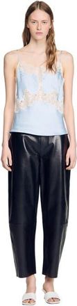Sandro Lingerie-style top with lace in Blue/ecru at Nordstrom, Size X-Large