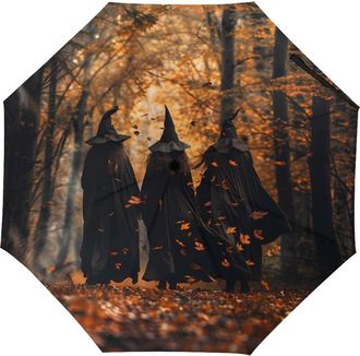 Generic Three Witches in The Forests Witchy Umbrella Travel Umbrella Windproof Automatic Umbrellas Compact Folding Umbrella for Men Women Automatic