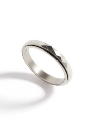Mint & Lily Dainty Hammered Band Spinning Fidget Ring in Silver at Nordstrom, Size 12