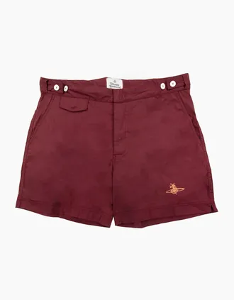 Vivienne Westwood Mens Vivienne Westwood Orb Embroidered Logo Shorts Wine - Size: 35/34/32