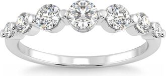 Pompeii3 1 1/2Ct Diamond Single Prong Graduated Wedding Ring 14k Gold Band Lab Grown