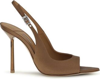 Le Silla Brown Silk Stiletto Heel Womens Sandals