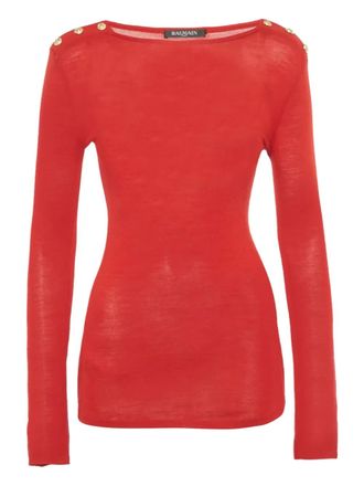 Balmain long-sleeve T-shirt - Rosso