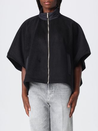 Twinset Cropped Wool Cloth Cape with High Neck and Zip Closure