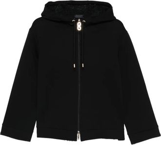 Emporio Armani zip-fastening hoodie - women - Cotton/Polyester/Elastane - 40 - Black