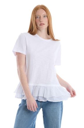 Wilt Short Sleeve Mixed Media Tee in White at Nordstrom, Size X-Small