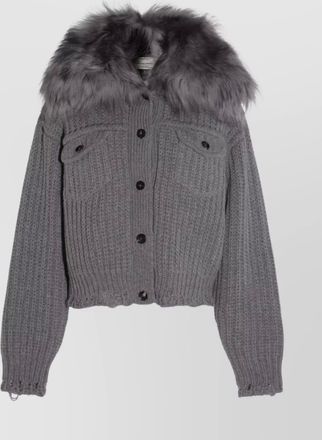 Blumarine casual jacket with faux fur collar